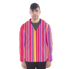 Stripes Colorful Background Hooded Wind Breaker (men) by Simbadda