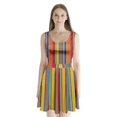 Stripes Background Colorful Split Back Mini Dress  by Simbadda
