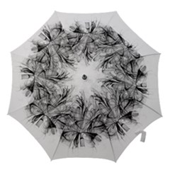 Fractal Black Flower Hook Handle Umbrellas (medium) by Simbadda
