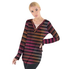 Colorful Venetian Blinds Effect Women s Tie Up Tee by Simbadda