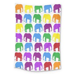 Rainbow Colors Bright Colorful Elephants Wallpaper Background Large Tapestry by Simbadda