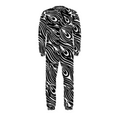 Digitally Created Peacock Feather Pattern In Black And White Onepiece Jumpsuit (kids) by Simbadda