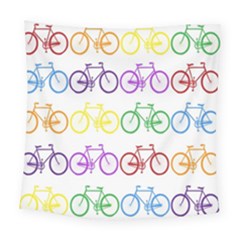 Rainbow Colors Bright Colorful Bicycles Wallpaper Background Square Tapestry (large) by Simbadda