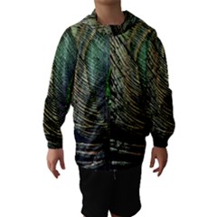 Feather Peacock Drops Green Hooded Wind Breaker (kids) by Simbadda
