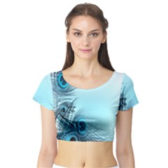 Feathery Background Short Sleeve Crop Top (tight Fit) by Simbadda