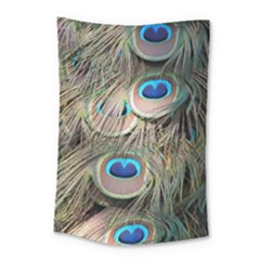 Colorful Peacock Feathers Background Small Tapestry by Simbadda