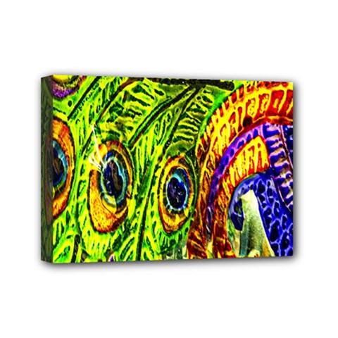 Glass Tile Peacock Feathers Mini Canvas 7  X 5  by Simbadda