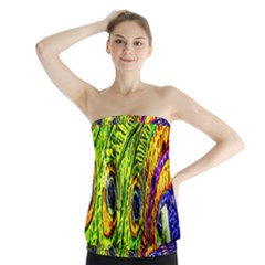 Glass Tile Peacock Feathers Strapless Top by Simbadda