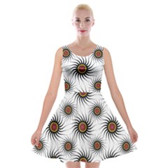 Pearly Pattern Half Tone Background Velvet Skater Dress by Simbadda