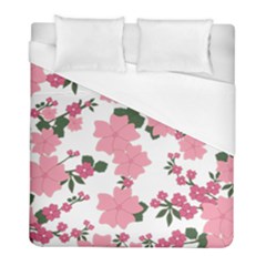 Vintage Floral Wallpaper Background In Shades Of Pink Duvet Cover (full/ Double Size) by Simbadda