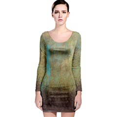 Aqua Textured Abstract Long Sleeve Bodycon Dress by digitaldivadesigns