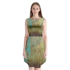 Aqua Textured Abstract Sleeveless Chiffon Dress   by digitaldivadesigns