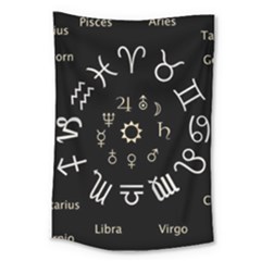 Astrology Chart With Signs And Symbols From The Zodiac Gold Colors Large Tapestry by Amaryn4rt