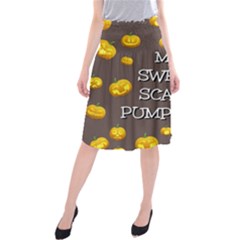 Scary Sweet Funny Cute Pumpkins Hallowen Ecard Midi Beach Skirt by Amaryn4rt