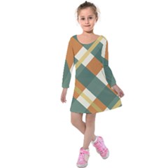 Autumn Plaid Kids  Long Sleeve Velvet Dress by Alisyart
