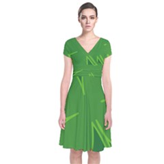Leaf Clover Green Short Sleeve Front Wrap Dress by Alisyart