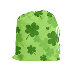Leaf Clover Green Line Drawstring Pouches (extra Large)