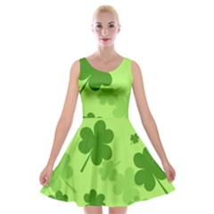 Leaf Clover Green Line Velvet Skater Dress