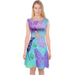 Butterfly Vector Background Capsleeve Midi Dress by Amaryn4rt