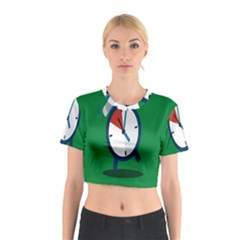 Alarm Clock Weker Time Red Blue Green Cotton Crop Top
