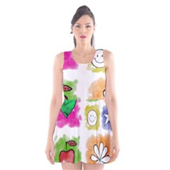 A Set Of Watercolour Icons Scoop Neck Skater Dress by Amaryn4rt