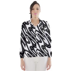 Black And White Wave Abstract Wind Breaker (women) by Amaryn4rt
