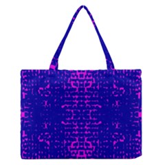 Blue And Pink Pixel Pattern Medium Zipper Tote Bag by Amaryn4rt