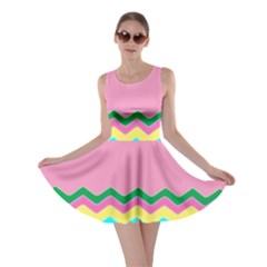 Easter Chevron Pattern Stripes Skater Dress by Amaryn4rt