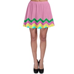 Easter Chevron Pattern Stripes Skater Skirt