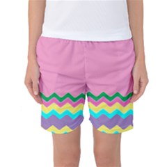Easter Chevron Pattern Stripes Women s Basketball Shorts by Amaryn4rt