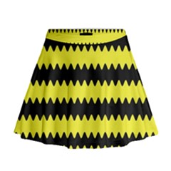 Yellow Black Chevron Wave Mini Flare Skirt by Amaryn4rt