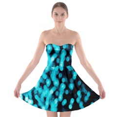 Bokeh Background In Blue Color Strapless Bra Top Dress by Amaryn4rt