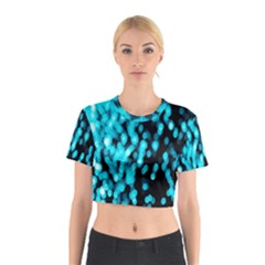 Bokeh Background In Blue Color Cotton Crop Top by Amaryn4rt