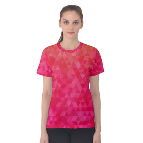 Abstract Red Octagon Polygonal Texture Women s Cotton Tee by TastefulDesigns