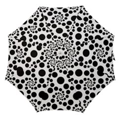 Dot Dots Round Black And White Straight Umbrellas by Amaryn4rt