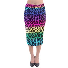 Cheetah Neon Rainbow Animal Midi Pencil Skirt by Alisyart