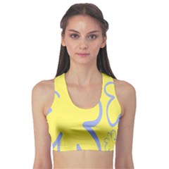 Doodle Shapes Large Flower Floral Grey Yellow Sports Bra by Alisyart