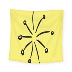 Doodle Shapes Large Line Circle Black Yellow Square Tapestry (small) by Alisyart