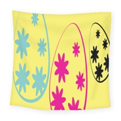 Easter Egg Shapes Large Wave Green Pink Blue Yellow Black Floral Star Square Tapestry (large) by Alisyart