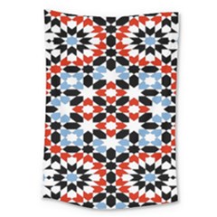 Oriental Star Plaid Triangle Red Black Blue White Large Tapestry by Alisyart