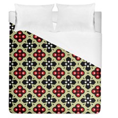 Seamless Floral Flower Star Red Black Grey Duvet Cover (queen Size)