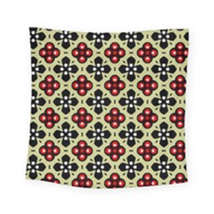Seamless Floral Flower Star Red Black Grey Square Tapestry (small)