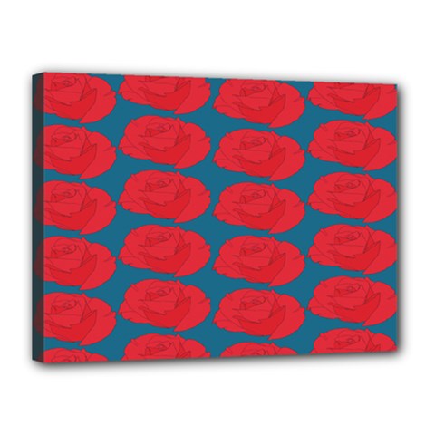 Rose Repeat Red Blue Beauty Sweet Canvas 16  X 12  by Alisyart