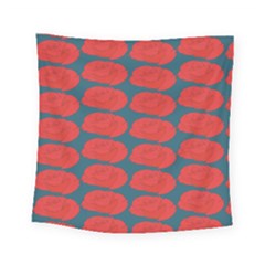 Rose Repeat Red Blue Beauty Sweet Square Tapestry (small)