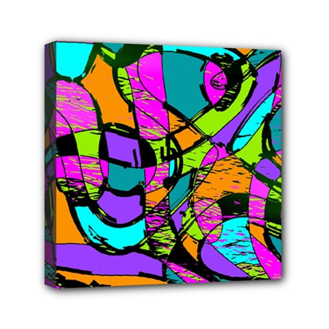 Abstract Art Squiggly Loops Multicolored Mini Canvas 6  X 6  by EDDArt