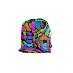 Abstract Art Squiggly Loops Multicolored Drawstring Pouches (small)  by EDDArt