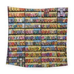 Flower Seeds For Sale At Garden Center Pattern Square Tapestry (large) by Amaryn4rt