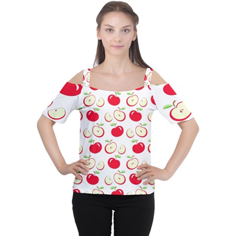 Apple Pattern Women s Cutout Shoulder Tee by Valentinaart