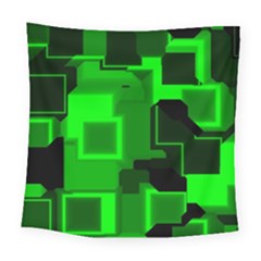 Green Cyber Glow Pattern Square Tapestry (large) by Simbadda