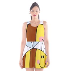 Animals Bee Wasp Smile Face Scoop Neck Skater Dress